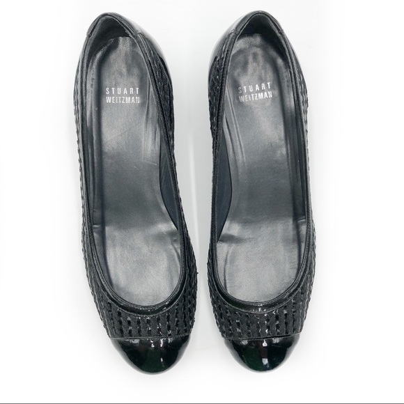 Stuart Weitzman Textured Wedge Pump Patent Leather - Picture 2 of 8
